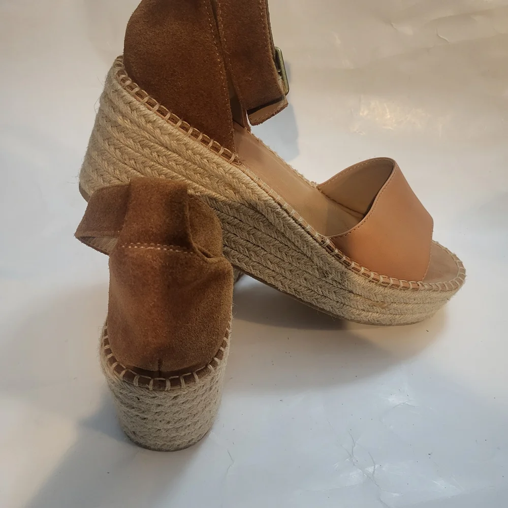 Soludos women's tan espadrille wedge sandals Positano size 9